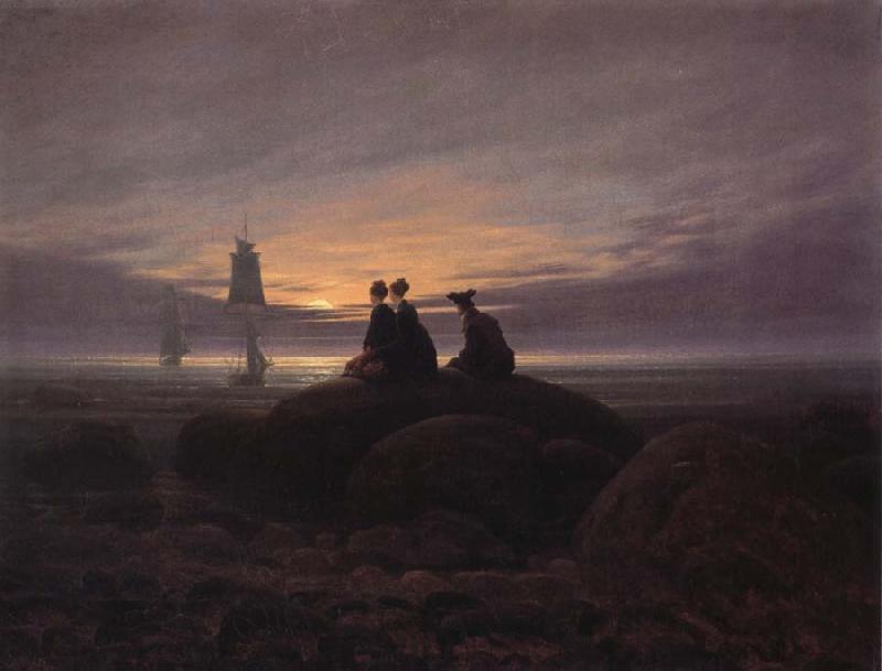 Caspar David Friedrich Moonsise over the Sea Sweden oil painting art